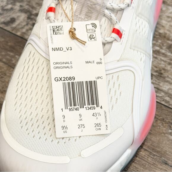 Adidas Shoes Sneakers Men Size 9.5 NMD_V3 Originals Running White Red GX2089 NWT - Picture 3 of 12